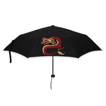 Roter chinesischer Drache - Regenschirm (klein) - Schwarz - Vorne