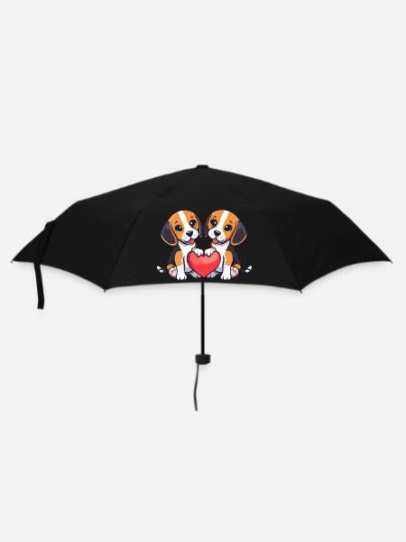 Beagle Hunde Paar Liebe Couple Verliebt - Regenschirm (klein) - Schwarz