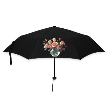 Rosen in Vase rot pink ästhetisch - Regenschirm (klein) - Schwarz - Vorne