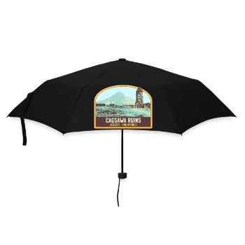 Ruinen von Cagsawa, Vulkan Mayon, Philippinen - Regenschirm (klein) - Schwarz - Vorne