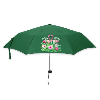 Tropische Flamingo-Braut - Regenschirm (klein) - Flaschengrün - Vorne