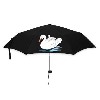 Une maman cygne blanc et son bébé - Parapluie standard - noir - Devant