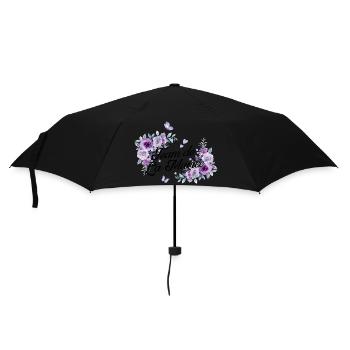 Lila Blumen Braut Team - Regenschirm (klein) - Schwarz - Vorne