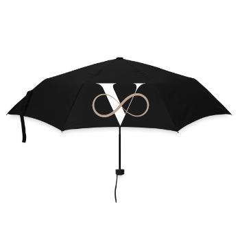 Unendlicher Buchstabe V - Regenschirm (klein) - Schwarz - Vorne