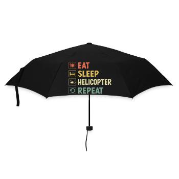 Eat Sleep Helicopter Repeat Chopper Pilot Aviator - Umbrella (small) - black - Front