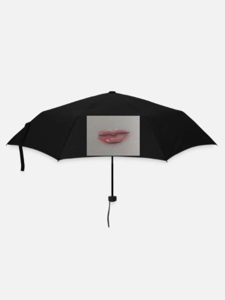 Expressive lip art on grey foil - Umbrella (small) - black