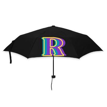 Multicolored letter r - Umbrella (small) - black - Front