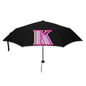 Multicolored letter k - Umbrella (small) - black - Front