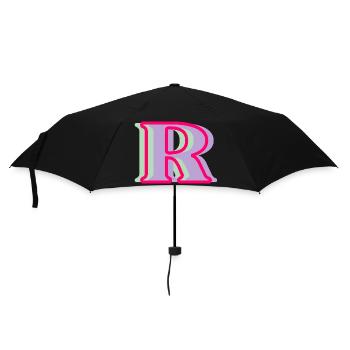 Multicolored letter r - Umbrella (small) - black - Front