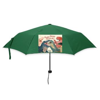 Happy Birthday Dinosaurs - Regenschirm (klein) - Flaschengrün - Vorne
