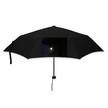 Der Mond mitten in der Nacht leuchtet in der pechschwarzen Nacht auf - Regenschirm (klein) - Schwarz - Vorne