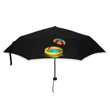 Buntes Planschbecken mit Sonnenschirm und Ball - Regenschirm (klein) - Schwarz - Vorne