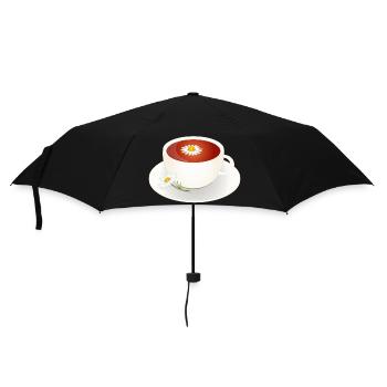 Motif de thé à la camomille avec fleur dans une élégante tasse - Parapluie standard - noir - Devant