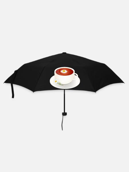 Kamillentee Motiv mit Blüte in eleganter Tasse - Regenschirm (klein) - Schwarz