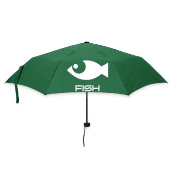 Minimalistischer Fisch Icon Angeln Meer Ozean - Regenschirm (klein) - Flaschengrün - Vorne