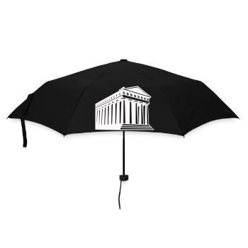 Antike griechische Tempelillustration - Regenschirm (klein) - Schwarz - Vorne