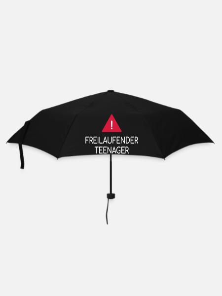 Vorsicht Freilaufender Teenager - Regenschirm (klein) - Schwarz