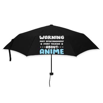 Anime Gesprächs-Warnung Spruch Shirt - Regenschirm (klein) - Schwarz - Vorne