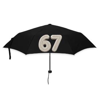 67 Memes – Knitted Number in Beige - Umbrella (small) - black - Front