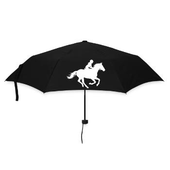Rider Horse Silhouette Gallop Love White - Umbrella (small) - black - Front