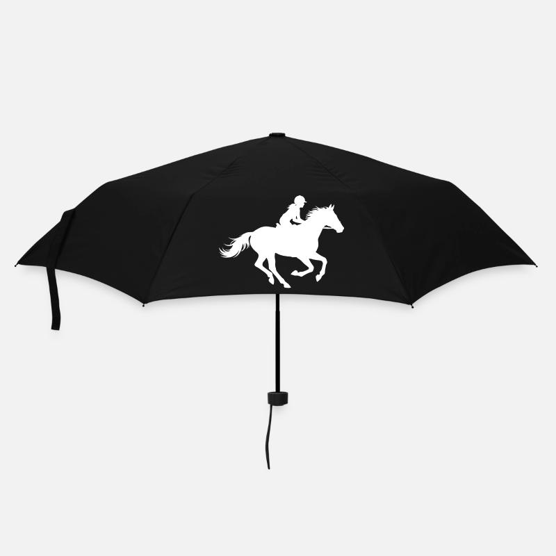 Reiterin Pferd Silhouette Galopp Liebe Weiß - Regenschirm (klein) - Schwarz