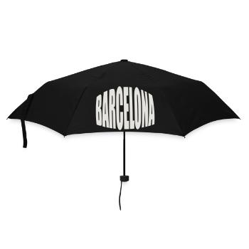 Barcelona Großschrift Logo - Regenschirm (klein) - Schwarz - Vorne