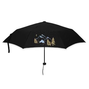 Night Mountain Camping Scene - Umbrella (small) - black - Front