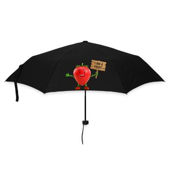 Erdbeere mit einem Schild - Regenschirm (klein) - Schwarz - Vorne
