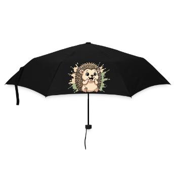 Cuddly hedgehog on pastel spritz - Umbrella (small) - black - Front