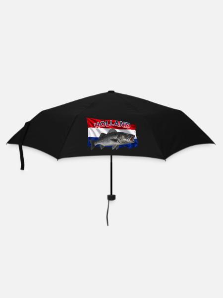 Wolfsbarsch Angeln Holland - Küstenangeln Design - Regenschirm (klein) - Schwarz