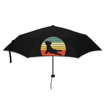 Silhouette de yoga teckel au coucher du soleil - Parapluie standard - noir - Devant