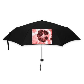 Rote Hydrangea Florales Muster - Regenschirm (klein) - Schwarz - Vorne