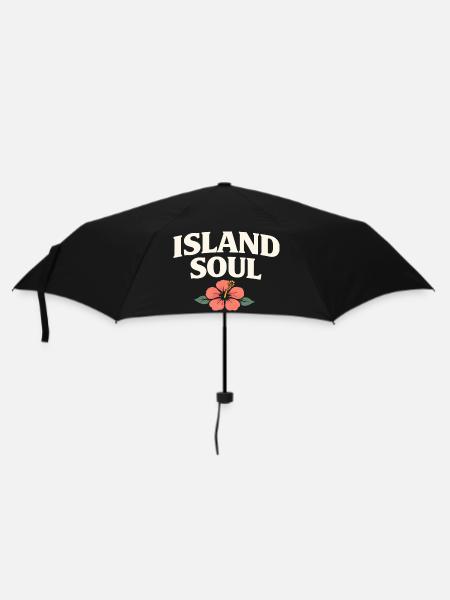 Island Soul Hibiskus - Regenschirm (klein) - Schwarz