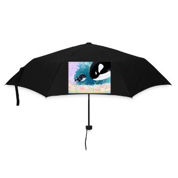 Kleine Orca-Freundschaft Unterwasser - Regenschirm (klein) - Schwarz - Vorne