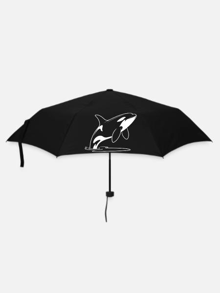 Delfin Sprung Silhouette - Regenschirm (klein) - Schwarz