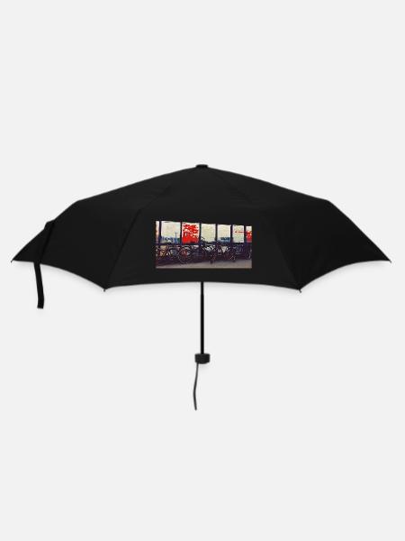 Fahrradkolonne am Bahnzaun - Regenschirm (klein) - Schwarz