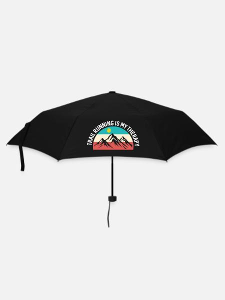 Trailrunning ist meine Therapie - Regenschirm (klein) - Schwarz