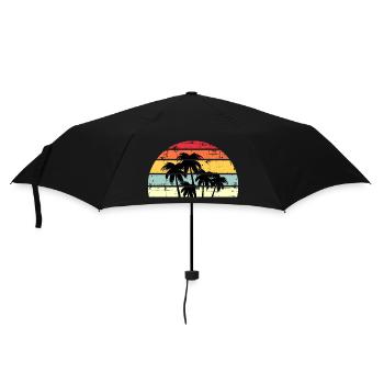 Palm Retro Coucher de soleil - Parapluie standard - noir - Devant