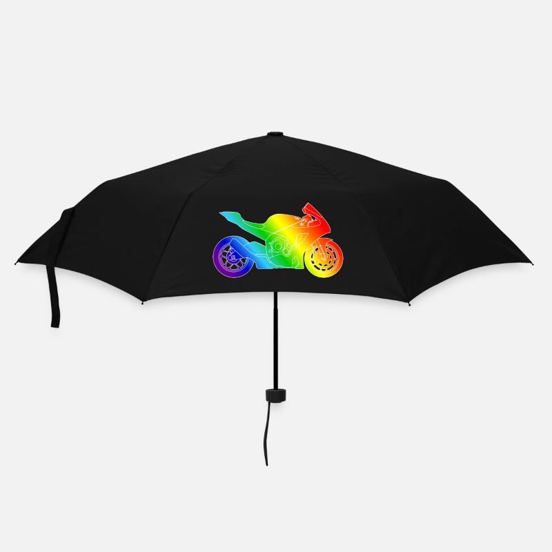 Supersport Motorrad in Regenbogenfarben - Regenschirm (klein) - Schwarz