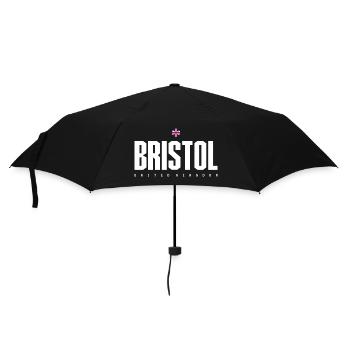 Bristol UK Block-Wortmarke - Regenschirm (klein) - Schwarz - Vorne