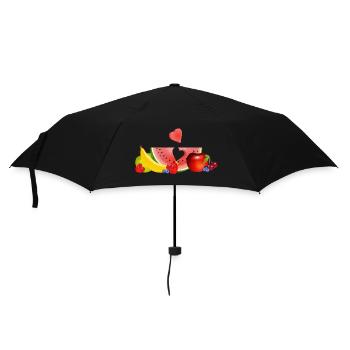 Fruits colorés avec pastèque et cœur - Parapluie standard - noir - Devant