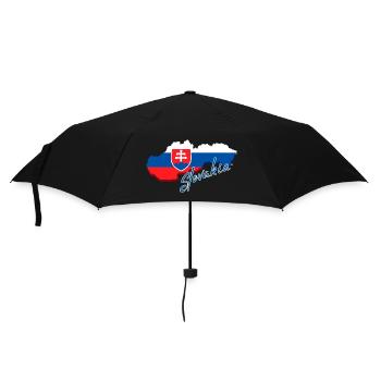 Karte der Slowakei, Flagge der Slowakei - Regenschirm (klein) - Schwarz - Vorne