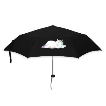 Einhorn Schlafen Müde Kopfkissen Chillen Geschenk - Regenschirm (klein) - Schwarz - Vorne
