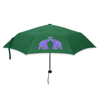 Merveilleux travail de points - Deux ÉLÉPHANTS 1 - Parapluie standard - vert bouteille - Devant