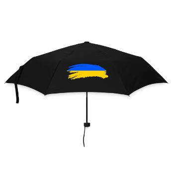 Ukraine Flagge Wappen - Regenschirm (klein) - Schwarz - Vorne