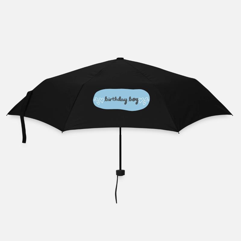 Birthday Boy Schriftzug mit Herzen - Regenschirm (klein) - Schwarz