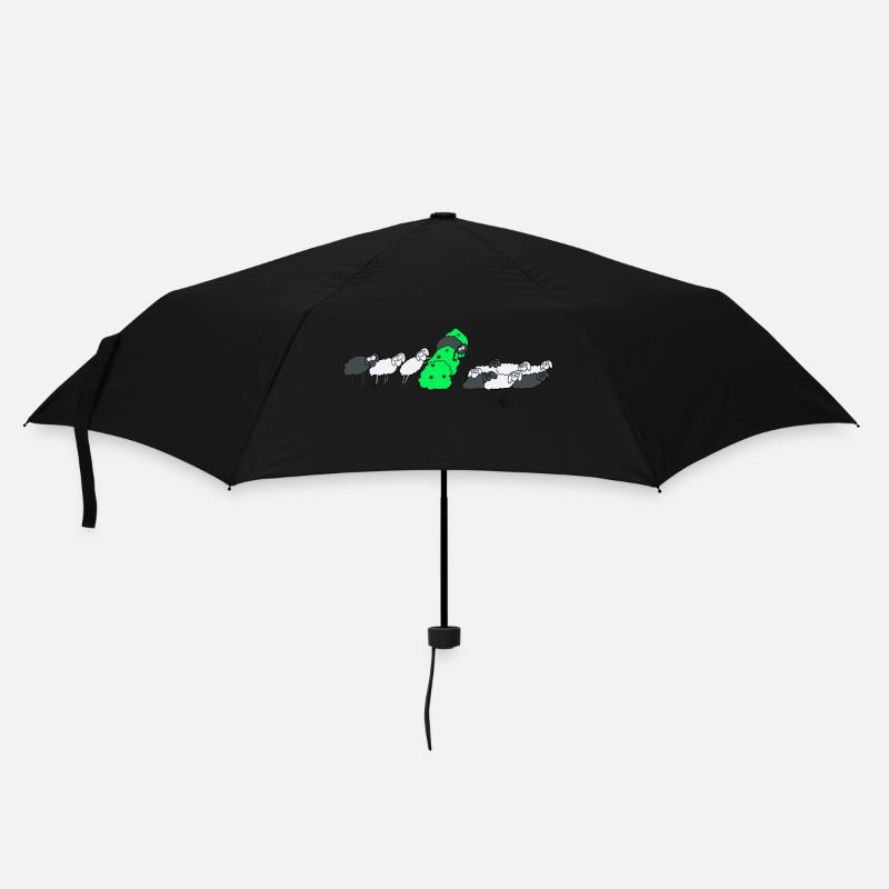 Schwarzes Schaf auf der Hecke - Regenschirm (klein) - Schwarz