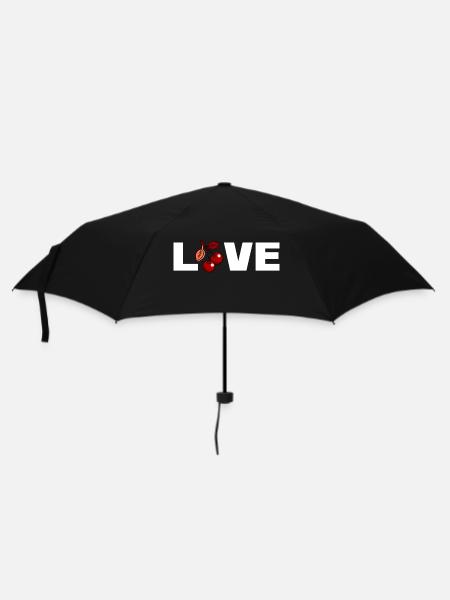 Liebe - Kirschen - Regenschirm (klein) - Schwarz