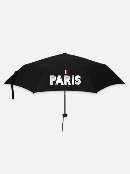 Paris Distressed Glyphen mit französischer Flagge - Regenschirm (klein) - Schwarz