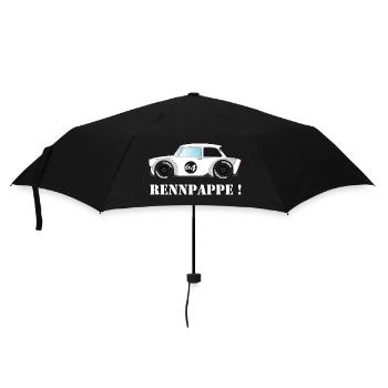 DDR Trabi - Rennpappe als Klassischer Rennwagen - Regenschirm (klein) - Schwarz - Vorne